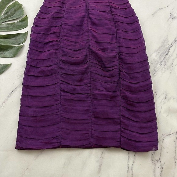 Tadashi Shoji Collection Sheath Cocktail Dress Size 4 Purple Pink Silk Pleated - Picture 10 of 10